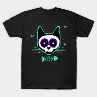 Cat Sull sugar skull Creppy Skull T-Shirt